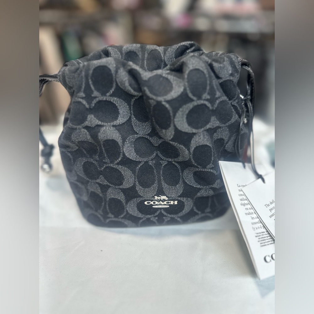 Faye Mini Drawstring Bag .In Signature Denim New - Picture 6 of 12